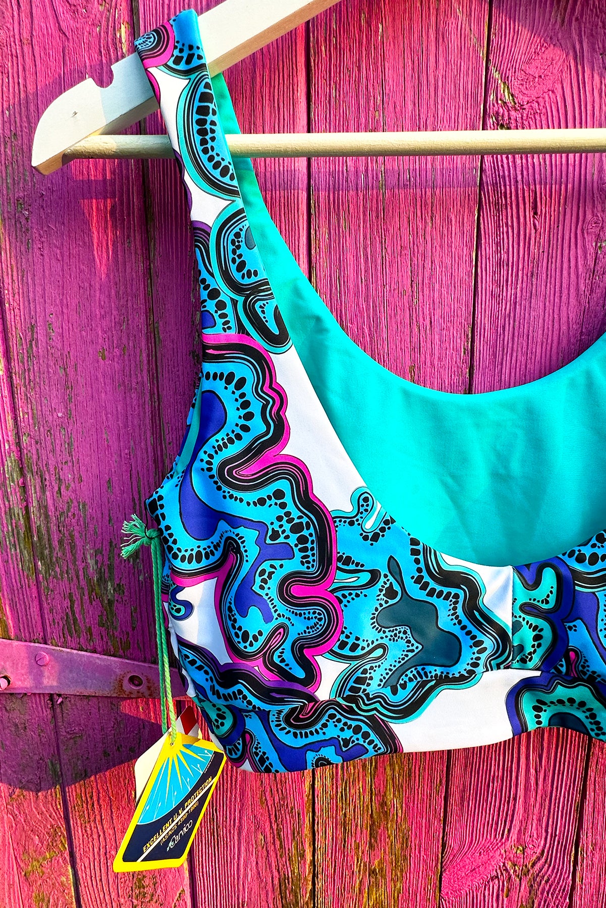 Limited Edition abstract ocean print COOGEE reversible surf bralette - Medium