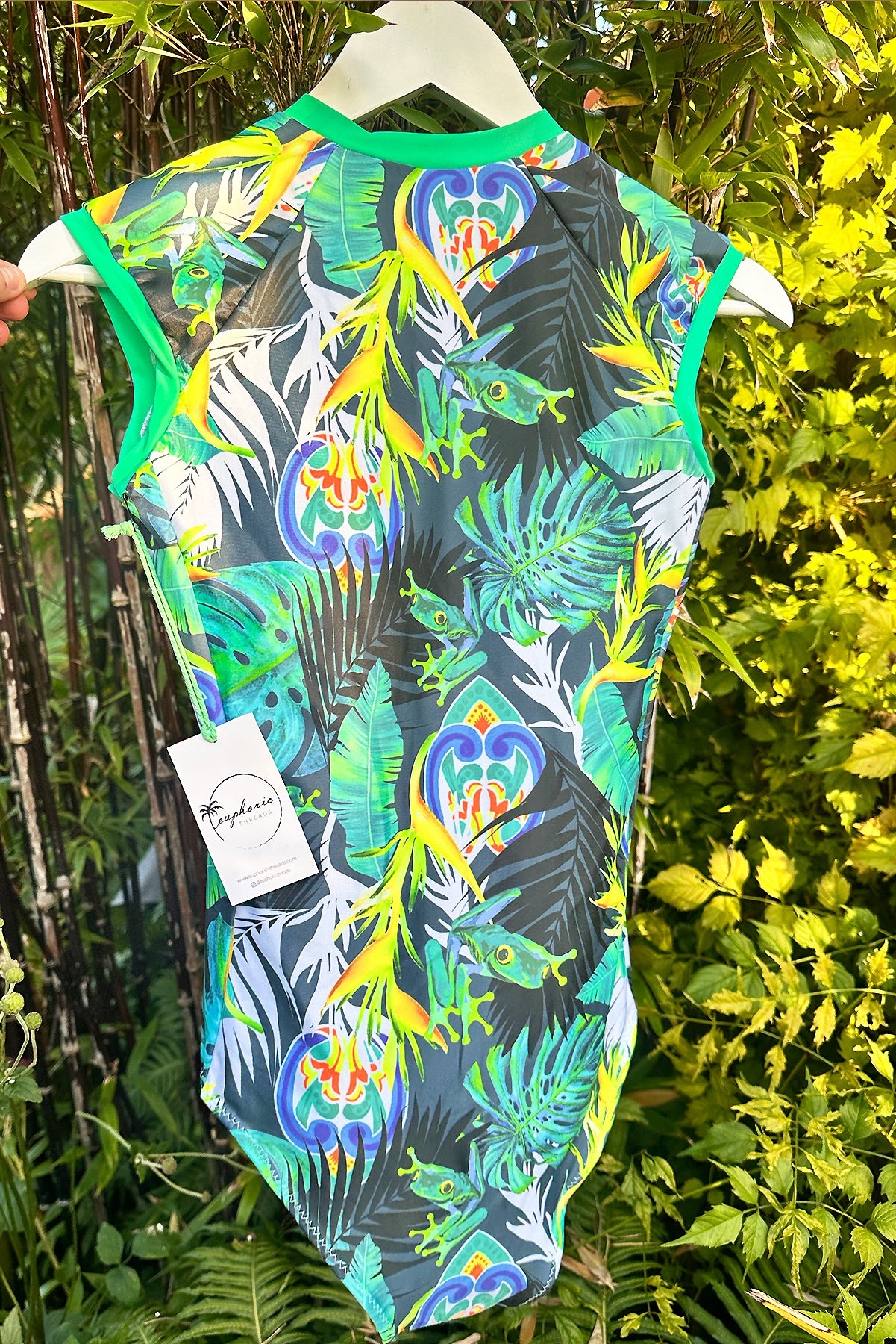 Limited Edition Pura Vida Sleeveless Surfsuit in Tropical green - UK 10