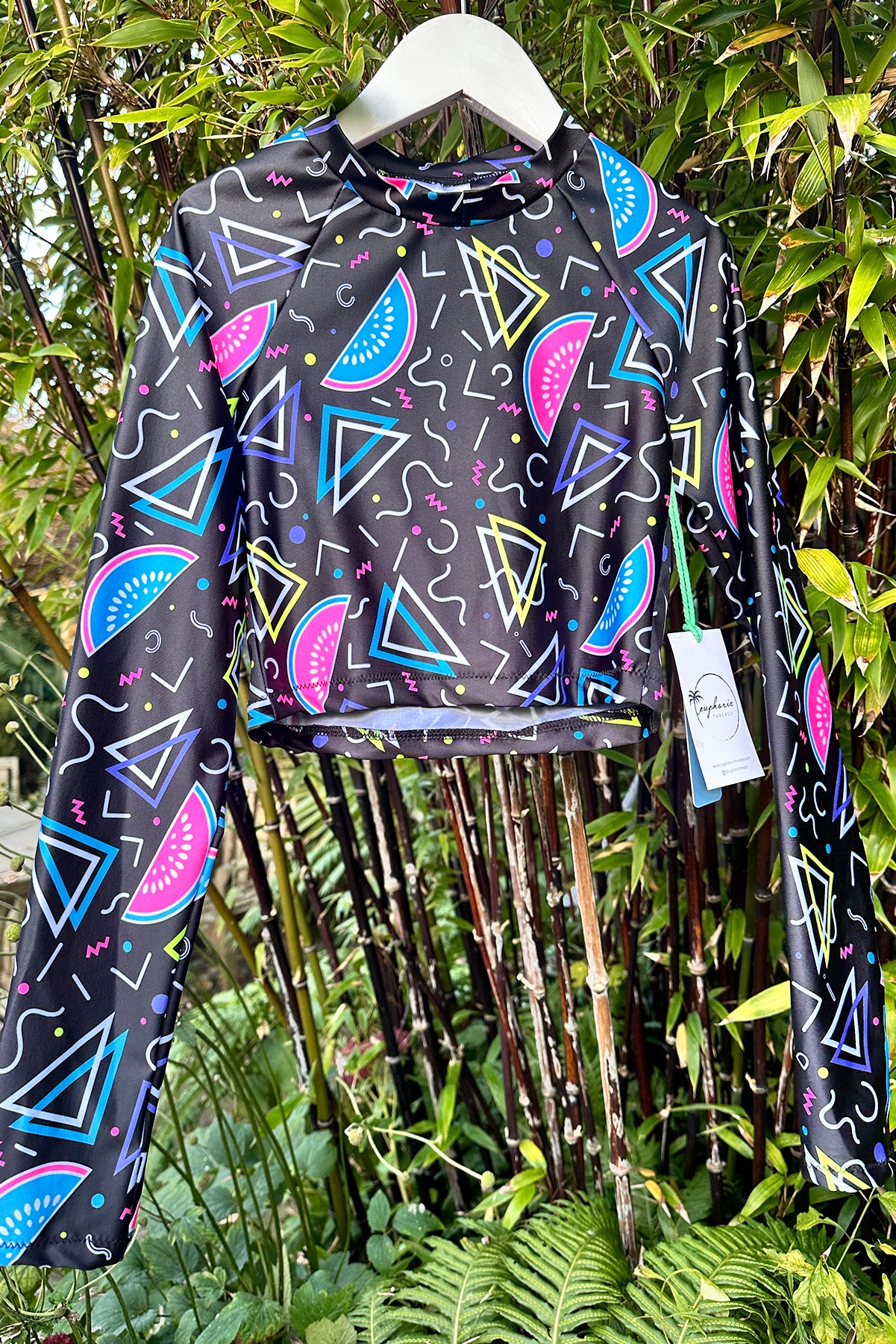 Womens Long Sleeved cropped rashguard in Disco Melons