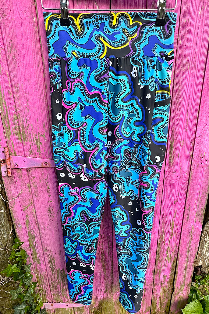 Vibrant LIMITED EDITION ocean print leggings with pockets - UK 10