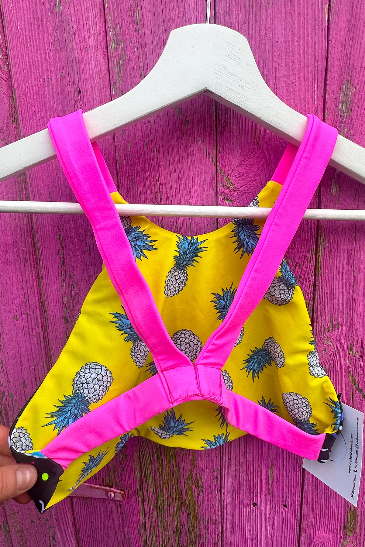 Disco Melon & Pineapple Reversible Bikini Top sample - Small