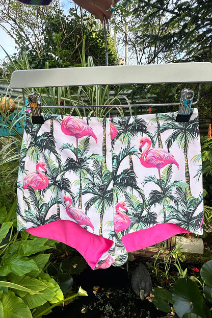 LET'S FLAMINGO! Reversible High Waist Pink Surf Shorts