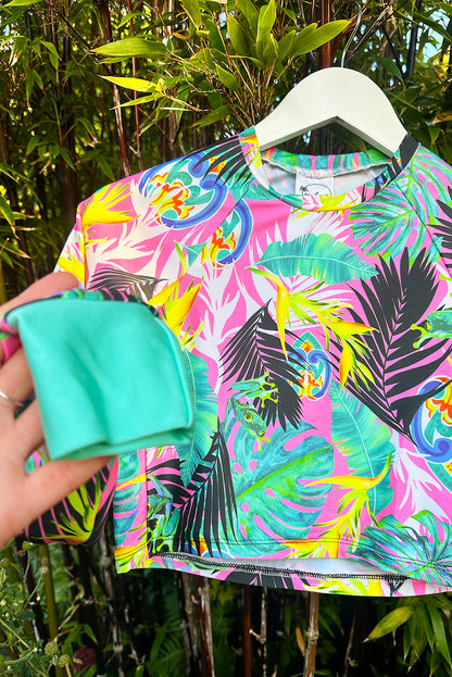 Womens Long Sleeved cropped rashguard in Pura Vida - S/M