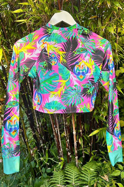 Womens Long Sleeved cropped rashguard in Pura Vida - S/M