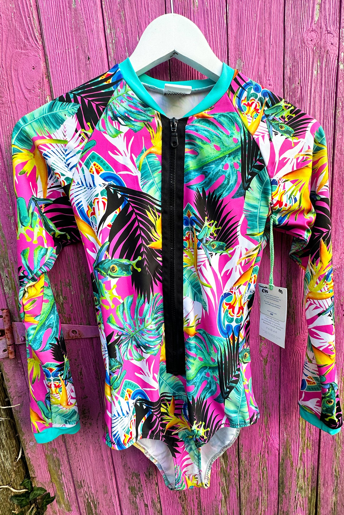 Tropical Long Sleeved Surfsuit in Pink Pura Vida - Limited Edition sample