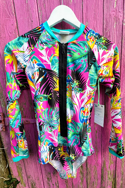 Tropical Long Sleeved Surfsuit in Pink Pura Vida - Limited Edition sample