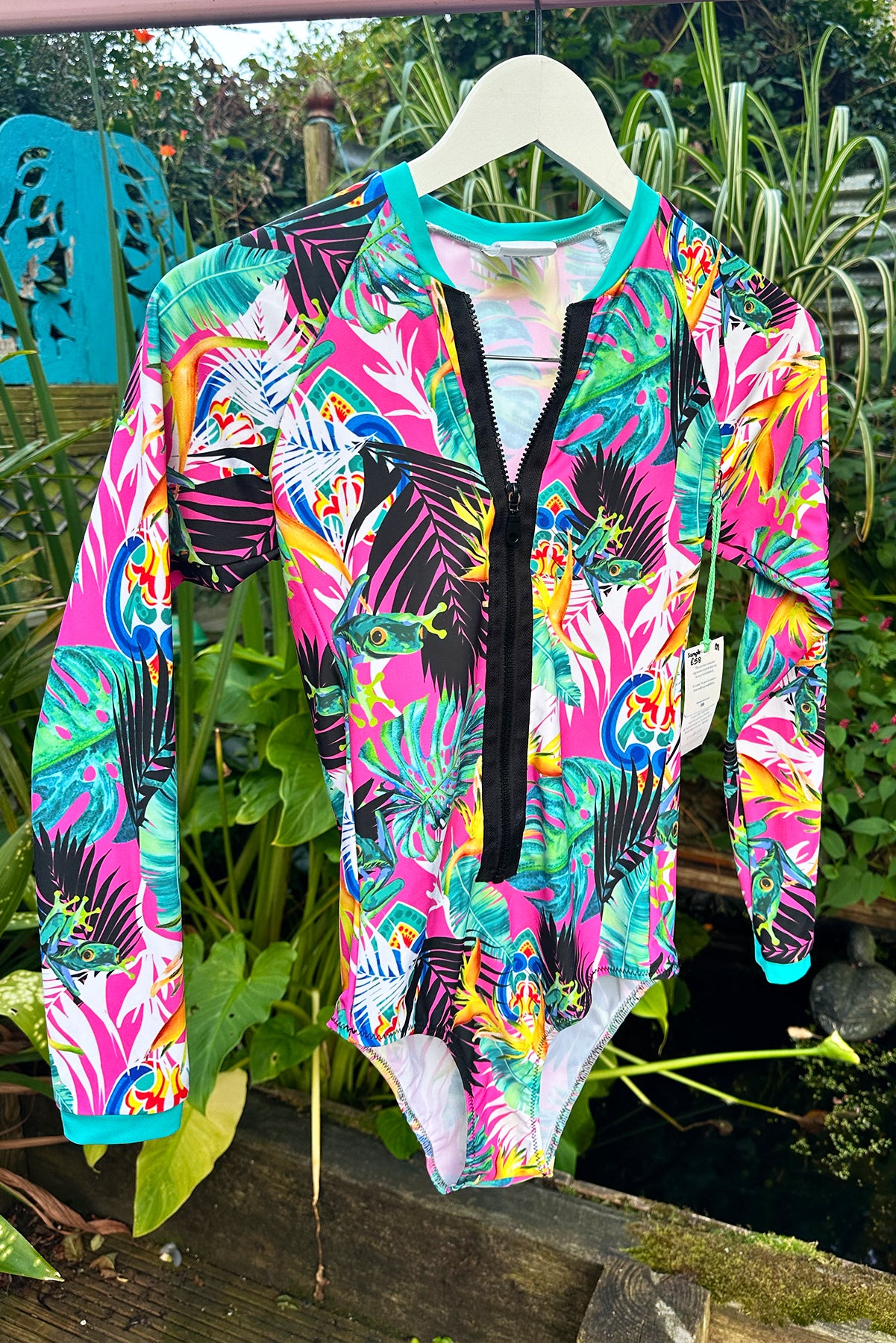 Tropical Long Sleeved Surfsuit in Pink Pura Vida - Limited Edition sample