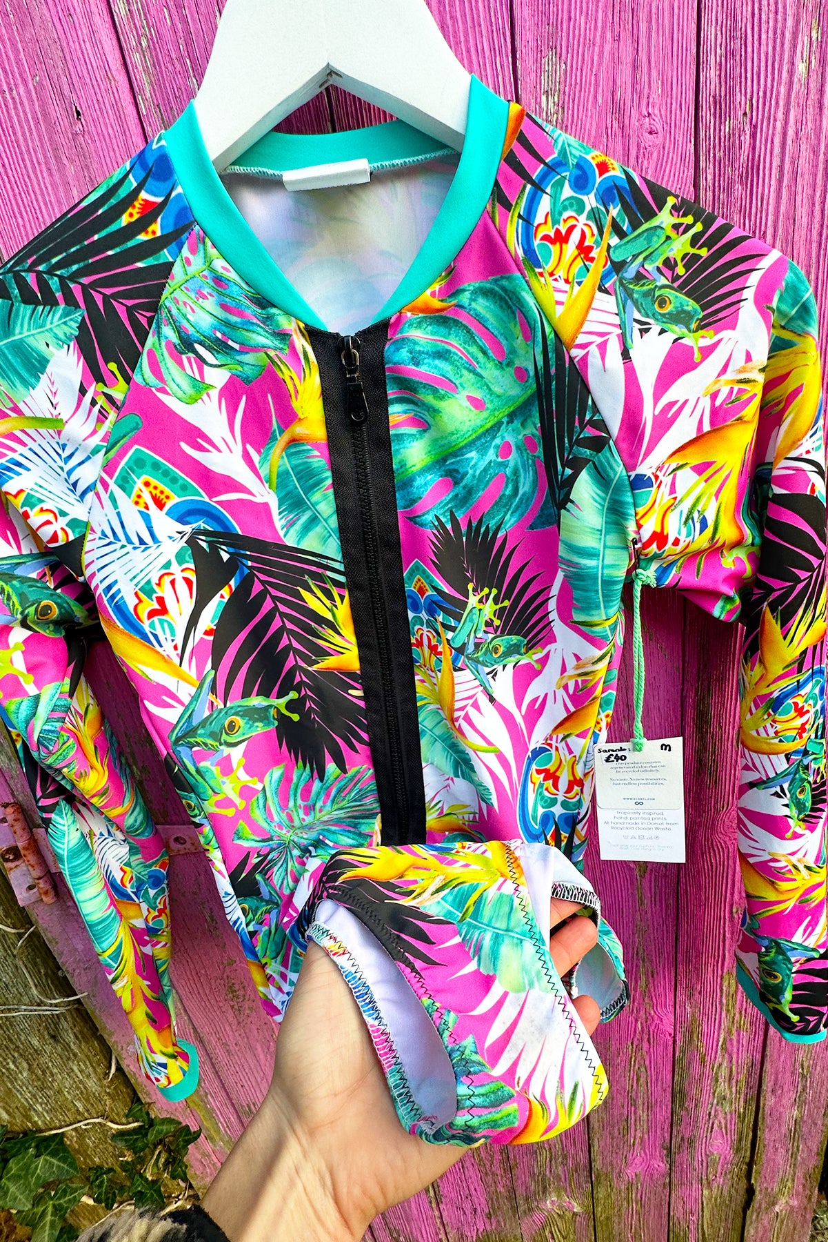 Tropical Long Sleeved Surfsuit in Pink Pura Vida - Limited Edition sample