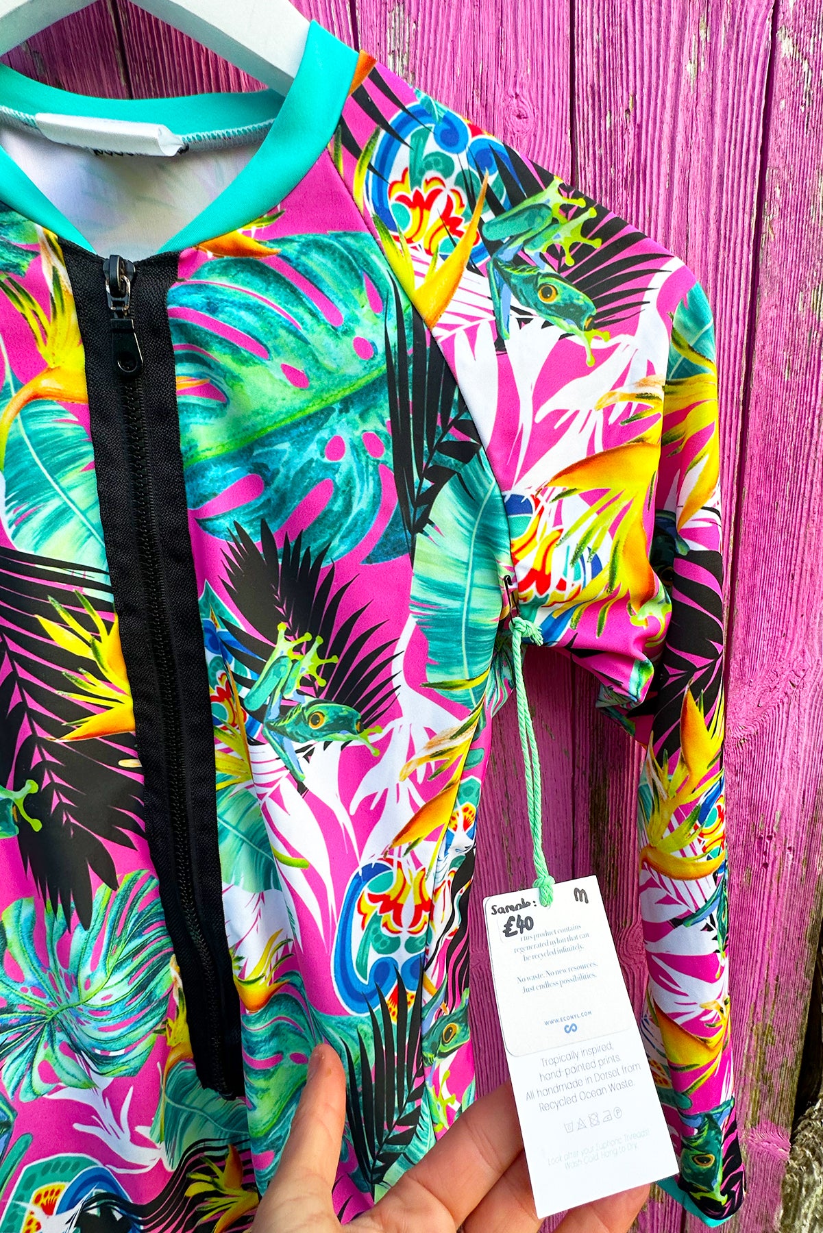 Tropical Long Sleeved Surfsuit in Pink Pura Vida - Limited Edition sample